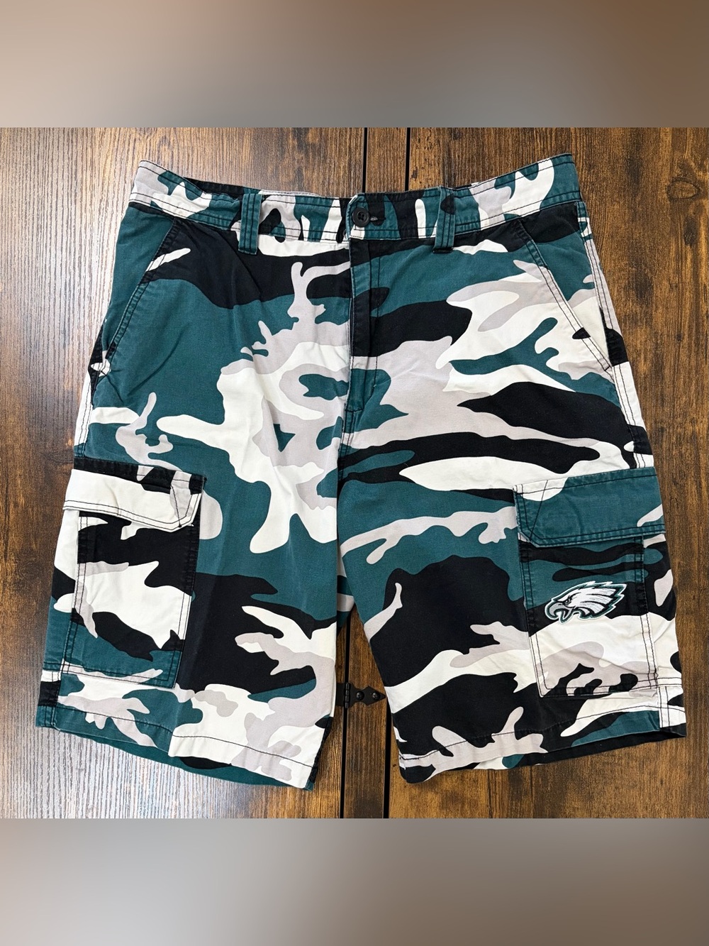 NFL Philadelphia Eagles Green Black White Camo Cargo Shorts